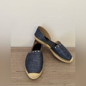 Jimmy Choo Dreya Denim Espadrille Flats with Studs Size 37